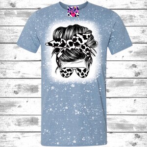 Cowhide Messy Bun Bleached Tee