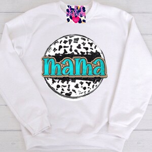Mama Turquoise Cowhide Crewneck Sweatshirt