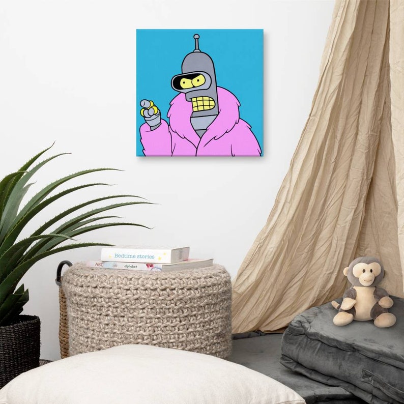 Futurama Inspired Pop Art, Hand-Painted Pop Art, Acrylic on Canvas image 6