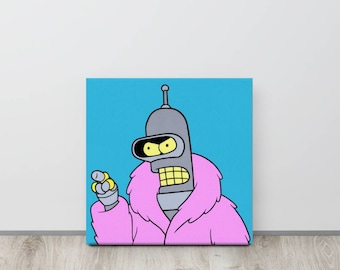 Futurama Inspired Pop Art, Hand-Painted Pop Art, Acrylic on Canvas