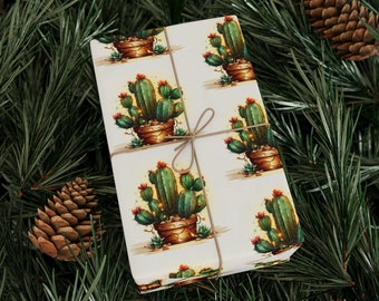 Christmas Cactus Gift Paper/ Christmas Cactus Gift Wrap/ Cactus Wrapping Paper/ Christmas Wrapping Paper/ Wrapping Paper/ Christmas Cactus