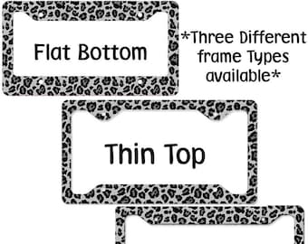 License Plate Frames/ Snow Leopard License Plate Frame/ Custom License Plate/ Flat Bottom/ Thin Top/ Thick Top/ Car Frames