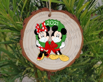 Masked Mickey Mouse Ornament Hand Painted Glass Ball Personalized Disney Christmas Ornament