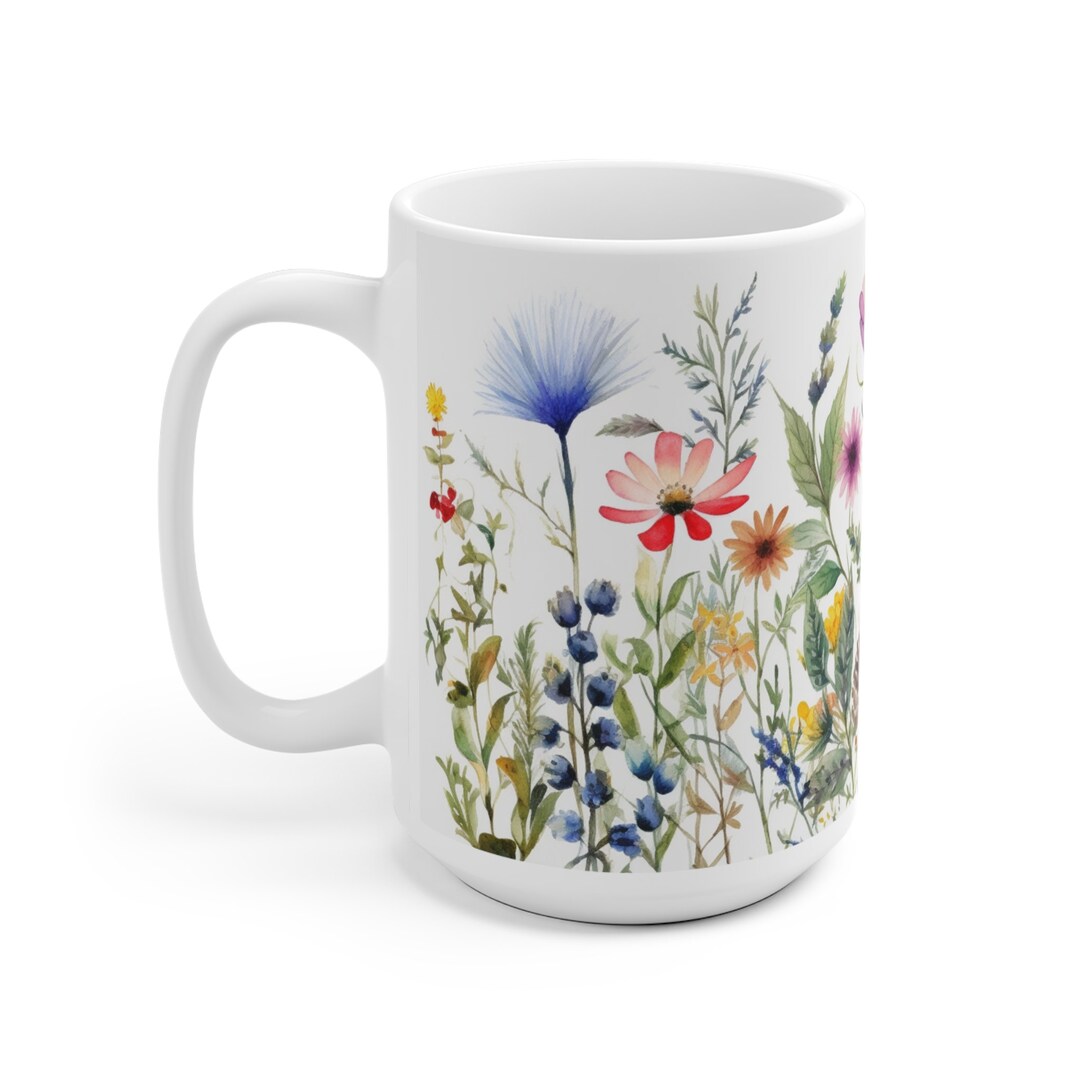 Watercolor Boho Cottagecore Wildflowers Ceramic Mug/ Mug Lover Gift ...