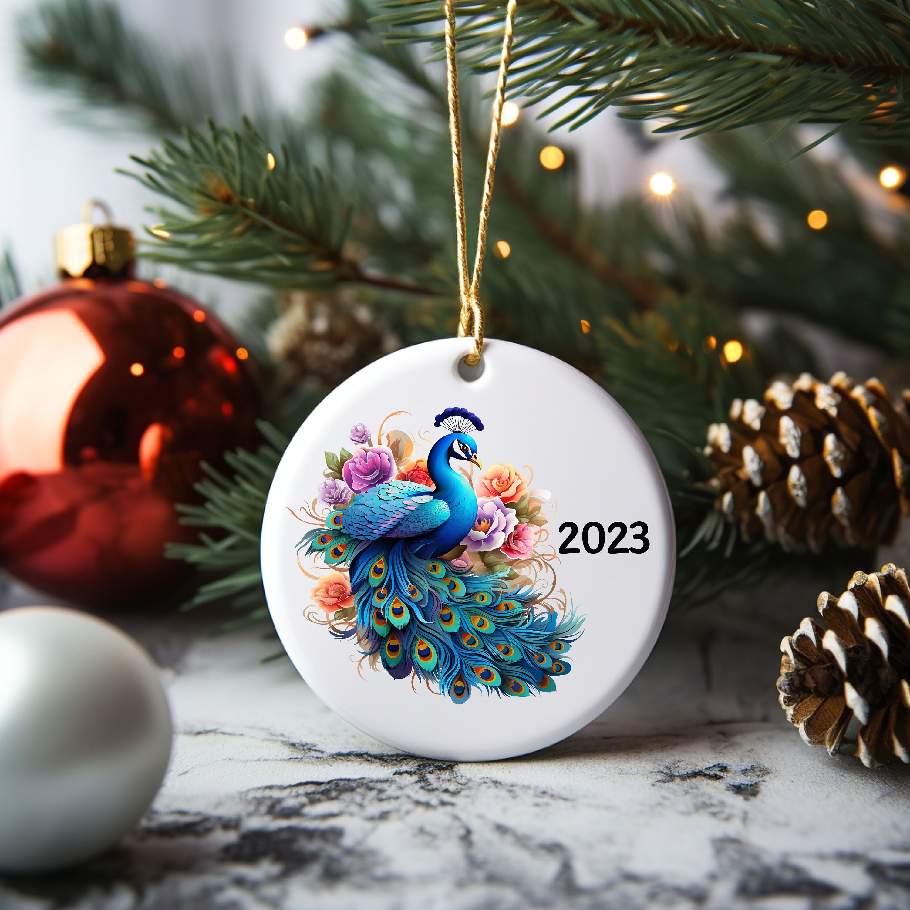 2023 Peacock Ceramic Ornament/ Peacock Ornament/ Peacock Gift