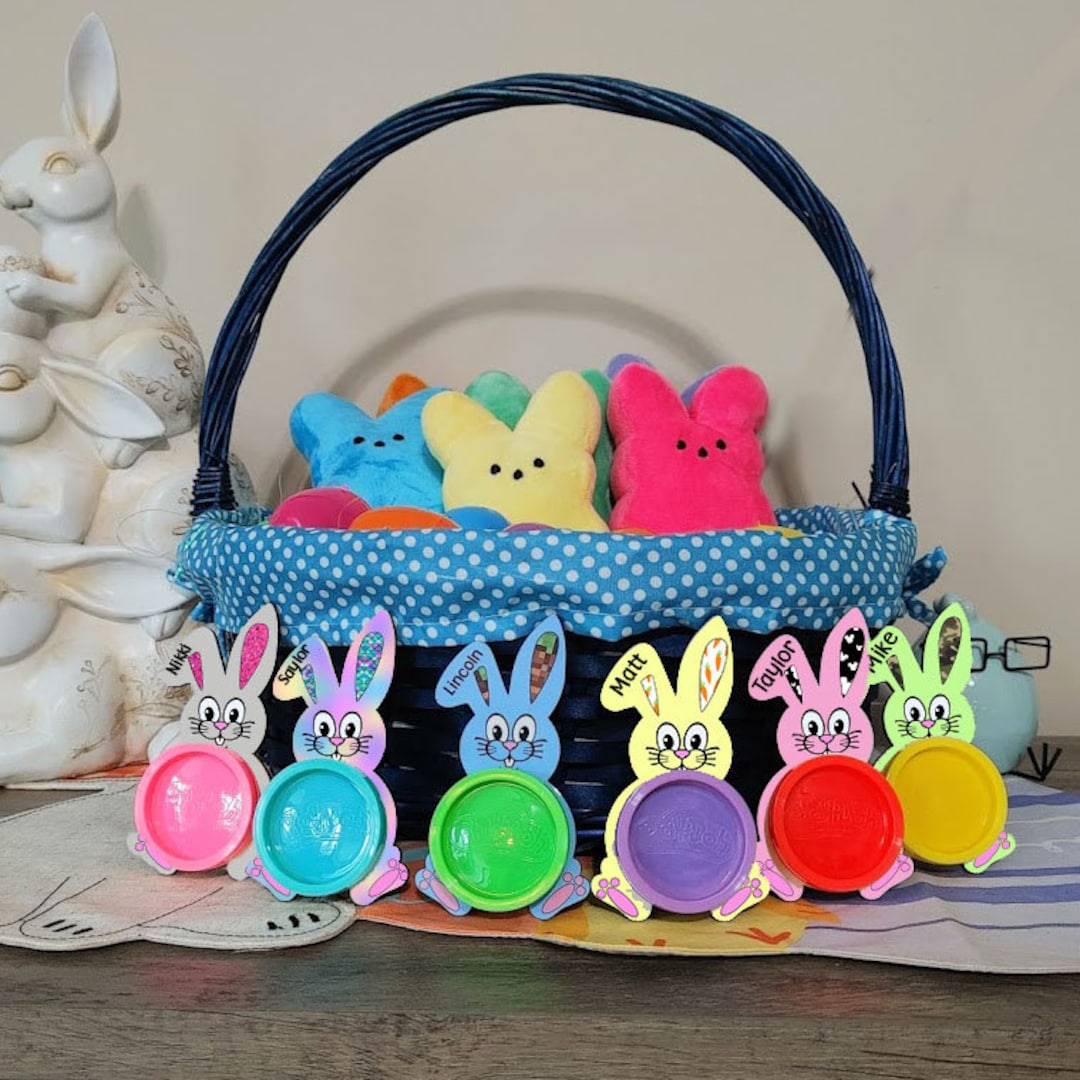 Personalized Playdoh Bunny Holder / Easter Basket Filler/ Easter Gift