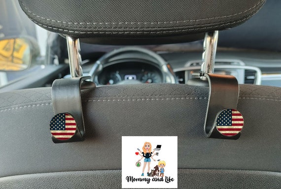 Car Seat Headrest Hooks 2 Pack/ Seat Back Hook/ Storage Hook/ Car  Accessories/ American Flag 