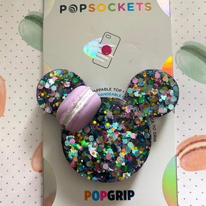 Mickey Minnie Macaron Purple Multicolor Glitter Inspired Phone Grip