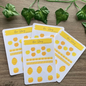 Foglio adesivo opaco Bee Sting per diari e pianificatori vaso a nido d'ape di miele washi tape I 3 x 4 pollici