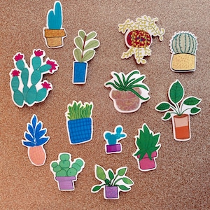 Pegatinas para planificador y diario con suculentas y plantas en macetas de Vivid Vines, suaves y mate, 2 pulgadas, juego de 13