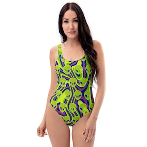 Wavy Alien Ravewear One-Piece Swimwear Bodysuit