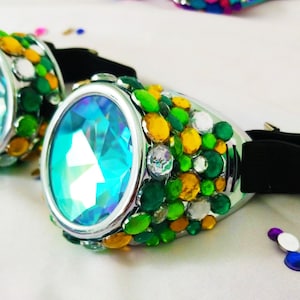 Trance Turtle Kaleidoscope Goggles | Green & Yellow Gems