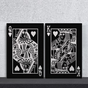 Cartas de jogar rei e rainha, conjunto de pacotes, tela de motivação, impressão em tela de sucesso, arte de parede de motivação, citação de empreendedor, prata