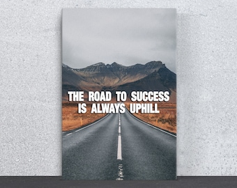 Road To Success, Motivation Leinwand, Erfolg Leinwand,  Motivation Wandkunst, Geschäftsmann, Unternehmer Zitat,  Mann Büro Deko