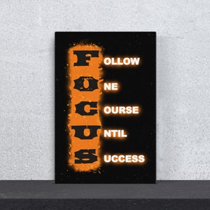 Focus Definition, Motivational Poster, Success Canvas Print, Motivation Wall Art, Business Owner, Entrepreneur Quote, Man Office Decor