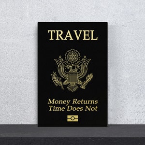 Passaporte de viagem, pôster motivacional, impressão em tela de sucesso, arte de parede de motivação, empresário, citação de empreendedor, decoração masculina, dourado