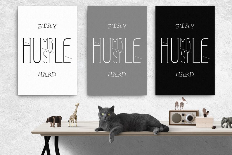 Stay Humble Hustle Hard Motivational Poster Success Canvas - Etsy