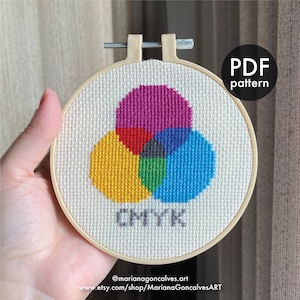 CMYK, Cross Stitch, PDF Pattern, Color Geek, Paint, Modern, Easy, Artist, Painter, Watercolor, Graphic Designer, Adorable, Handmade Gift