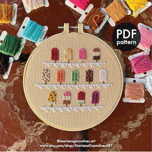 Popsicles, Cross Stitch, PDF Pattern, Super Easy, Beginner, Yummy, Colorful, Ice Cream, Summer, Mini, Collection, Adorable, Handmade Gift