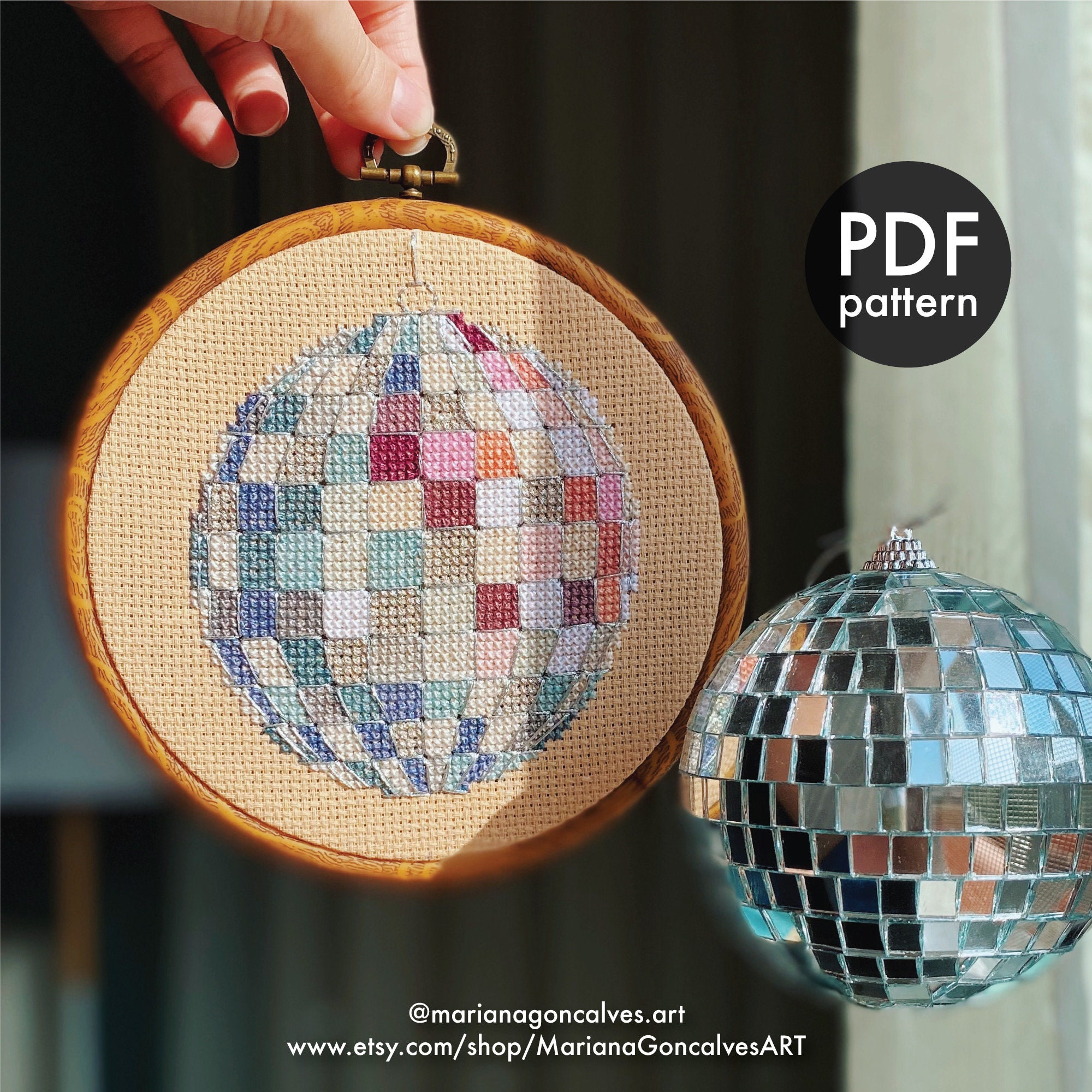 Mirroball Pattern Disco Ball, Party, Modern, Easy, Beginner, Cross Stitch, PDF Pattern ...