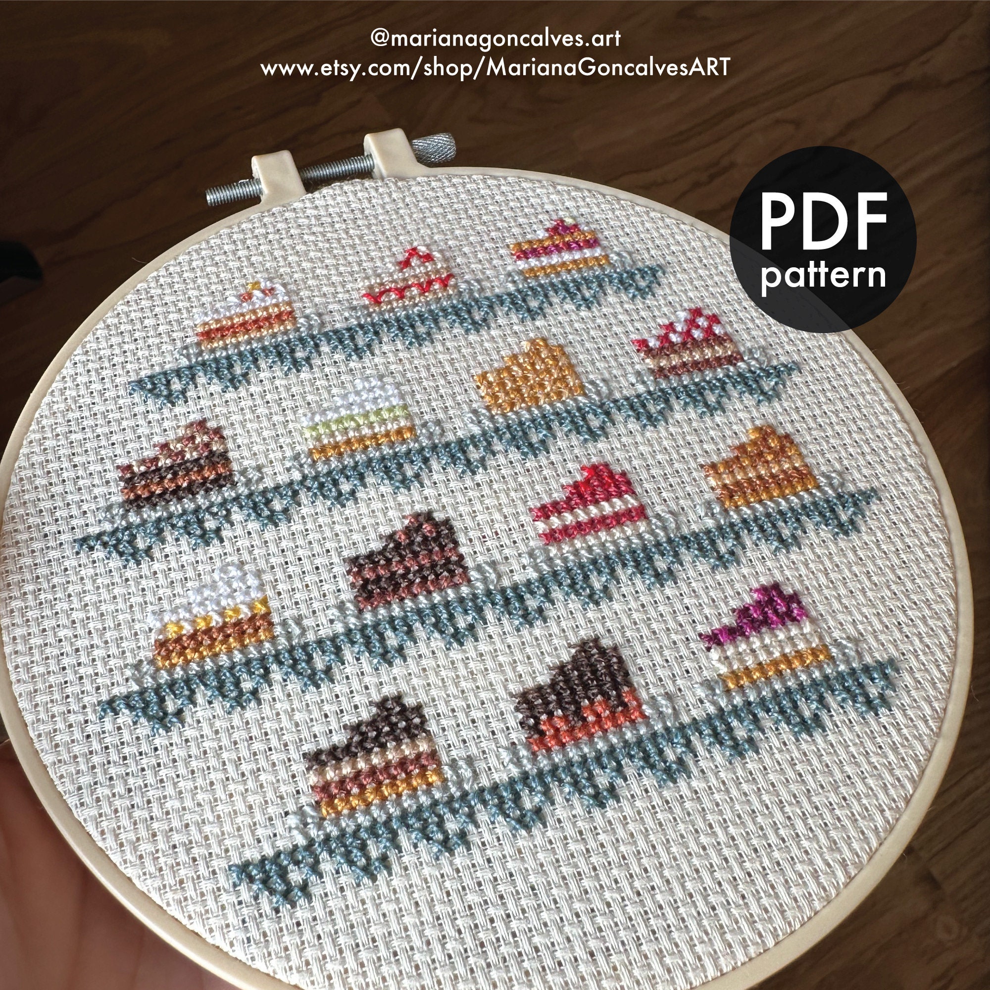 Piece of Cake, Cross Stitch, PDF Pattern, Modern, Beginner, Easy, Small ...