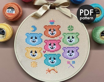 Bears, Cross Stitch, PDF Pattern, Baby, 80s, Vintage, Design, Easy, Beginner, Colorful, Snarky