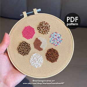 Chocolate Truffles, Modern, Cross Stitch, PDF Pattern, Download, Sweet, Cute, Small, Bonbon Box, Brigadeiros, Adorable, Handmade Gift