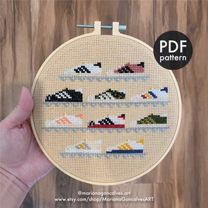Sneakers, Collection, Cross Stitch, PDF Pattern, Modern, Download, Easy, Classic, Sports, Cool, Sneaker, Shoes, Teens, Handmade Gift