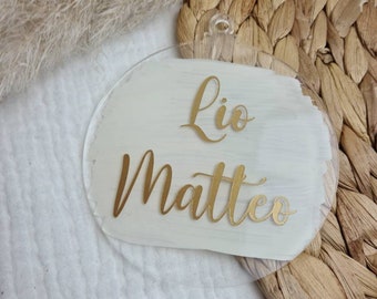 Bola de Navidad acrílico personalizado / con nombre Boho, decoraciones de árbol de Navidad, colgante de Navidad de regalo