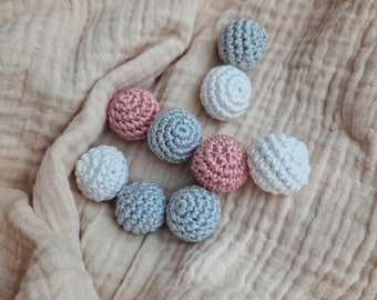 Cuentas de bolas de ganchillo, hechas a mano, accesorios de cadena de cochecito de bricolaje