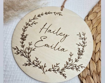 Etiqueta de nombre de madera, bebé, regalo de niño, boho personalizada / con nombre