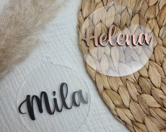Bola de Navidad Acrílico Personalizado / Con Nombre Boho, Decoraciones de Árbol de Navidad, Regalo Colgante de Navidad 3D