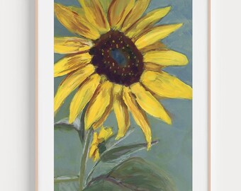 Sunflower print | sunflower art, sunflower gifts, canvas print, floral wall art, yellow flower, giclee print, sun flower plants florist gift