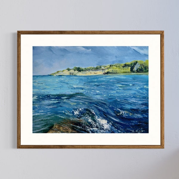 Lake Michigan Beach Art Print | fine canvas giclee artwork coastal acrylic painting Up Nort cottage wall decor Sleeping Bear Dunes landscape