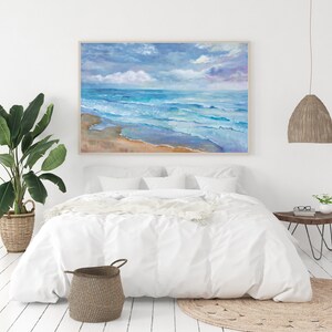 Abstract Art Print Beach Painting Coastal Living Room Decor ...