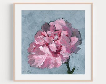 Flower Art Print pink carnation painting canvas wall art flower painting January birth flower baby girl nursery wall decor Valentine gift