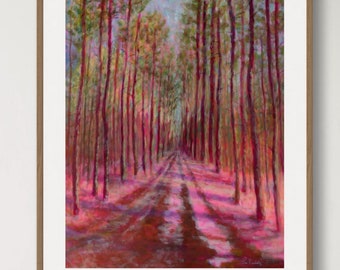 Tree impressionist canvas art print giclee colorful Michigan forest trees nature artwork landscape painting home wall fine arts decor trail