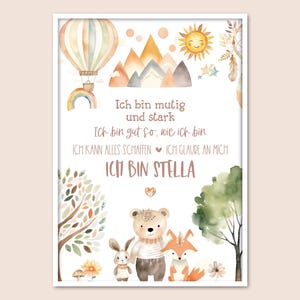 Mutmachposter mit Name personalisiert „Boho“, Motivationsposter, Affirmationsposter, Geschenk, Kinder, Einschulung, Schulanfang, DIN A4