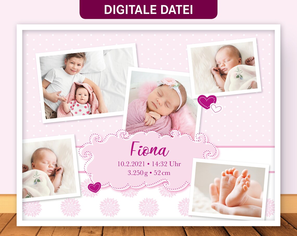 Photo Poster Baby Personalized Baby Poster Photo Collage Etsy UK