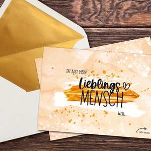 Karte "Lieblingsmensch", Glückwunschkarte, Geburtstagskarte, Grußkarte, Geschenkkarte, DIN A6, 2-seitig, inkl. Umschlag lieferbar