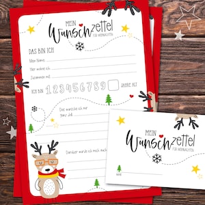 Wunschzettel für Weihnachten, Christkind, Weihnachtsmann, Nikolaus, DIN A4, zum Falten und Aufstellen