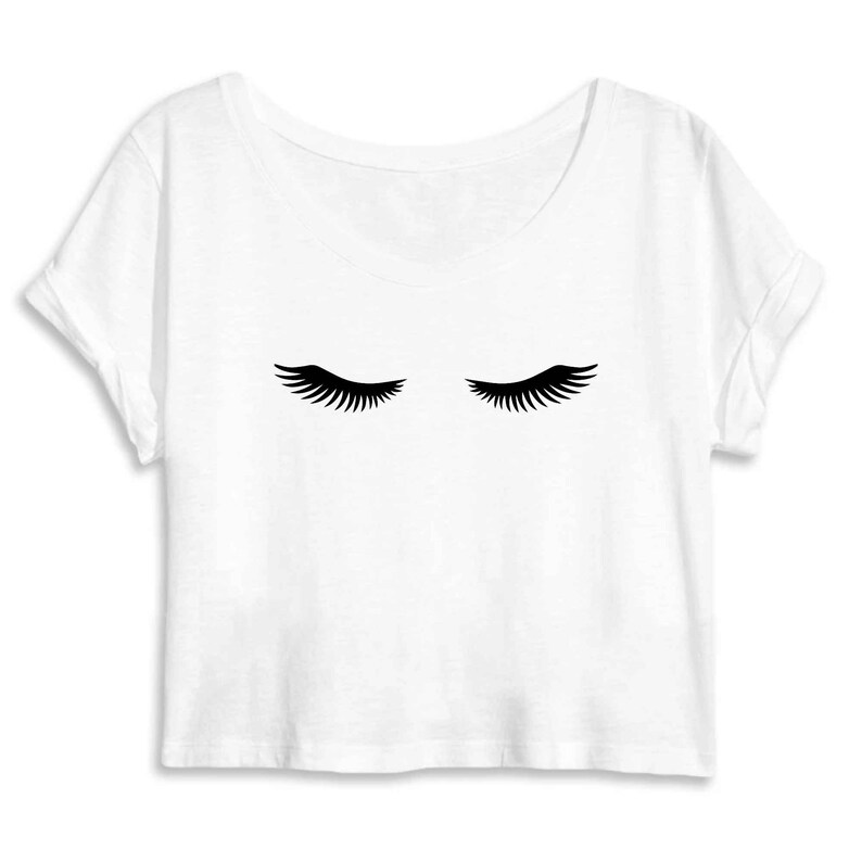 vintage womens eyelash crop top 100/% organic cotton printed in France