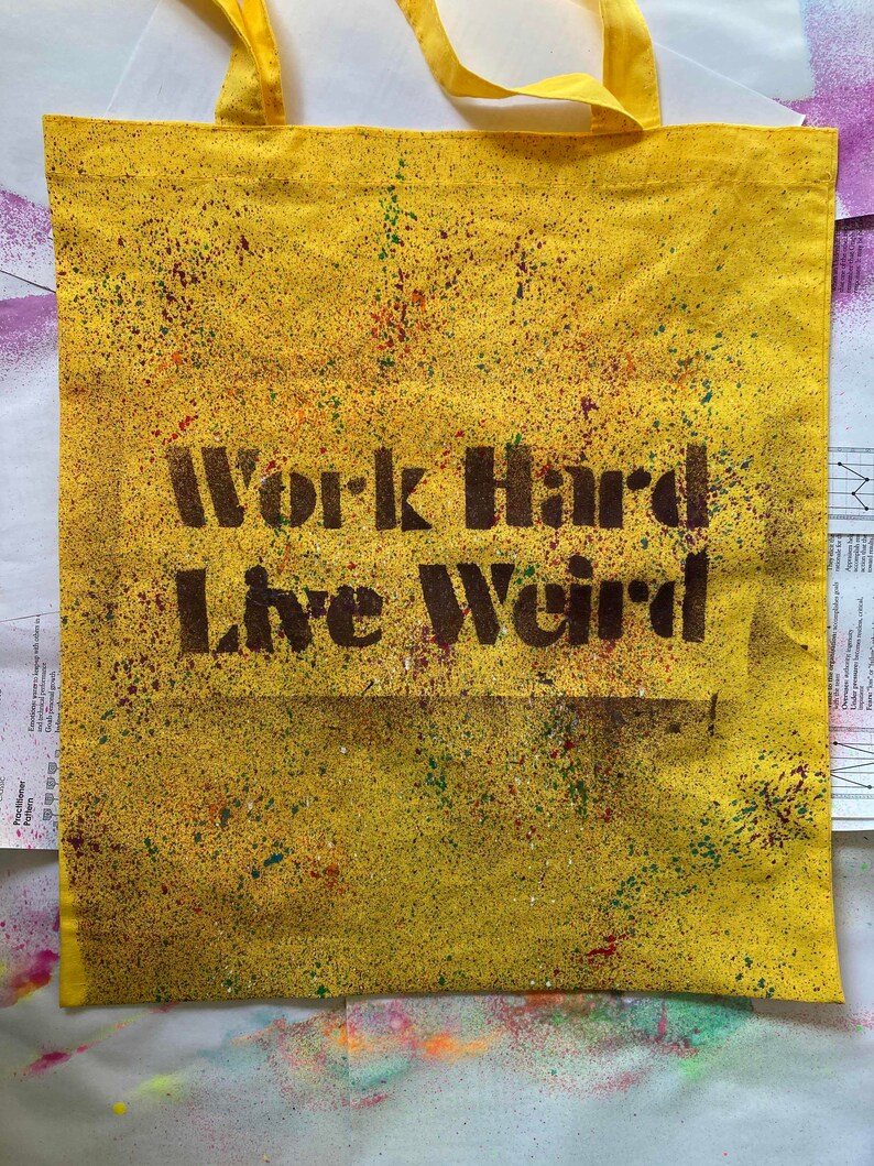 Work Hard, Live Weird Canvas Bag image 4