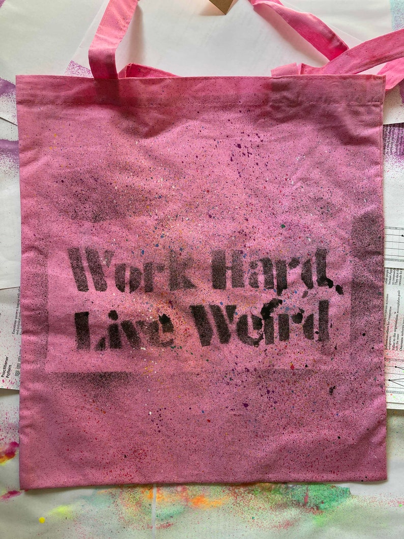 Work Hard, Live Weird Canvas Bag image 3