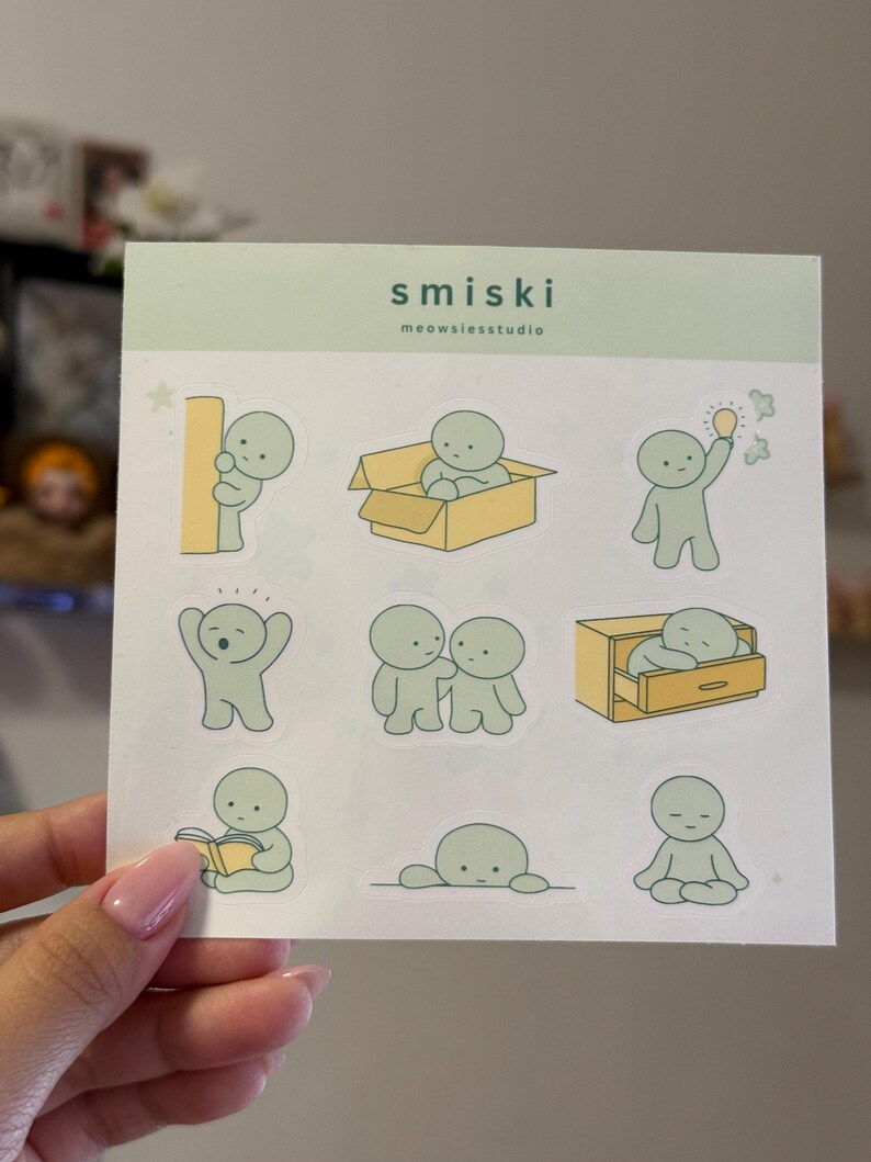 Simski Stickers Smiski Sticker Sheet | Waterproof Vinyl Decals With Holographic Overlay ...