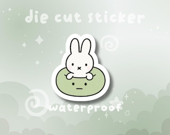 Smiski and Miffy Vinyl Sticker | Die Cut Sticker - Holographic Star Overlay or Clear Overlay