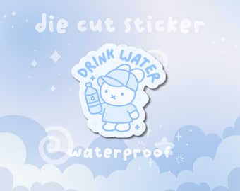 Miffy Drink Water Sticker | Waterproof Die Cut with Holographic or Clear Overlay