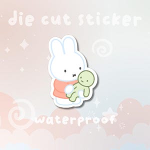 Miffy Holding Smiski Sticker | Die Cut Sticker - Holographic Heart Overlay or Clear Overlay