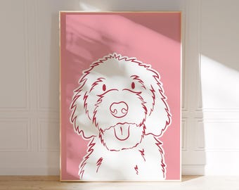 Doodle Dog Wall Art for Download, Poodle Mix Print for Room Aesthetic, Printable Wall Art Gift for Dog Mom, Cute Dog Print for Girls