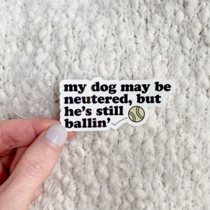 Funny Dog Quote Sticker: He&#39;s Still Ballin&#39; - Dog Mom Gift